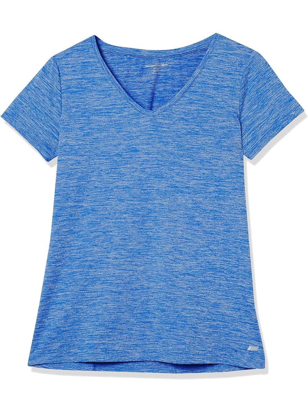 Women’s Amazon Essentials Blue Heather V-Neck Performance Tee Size Medium